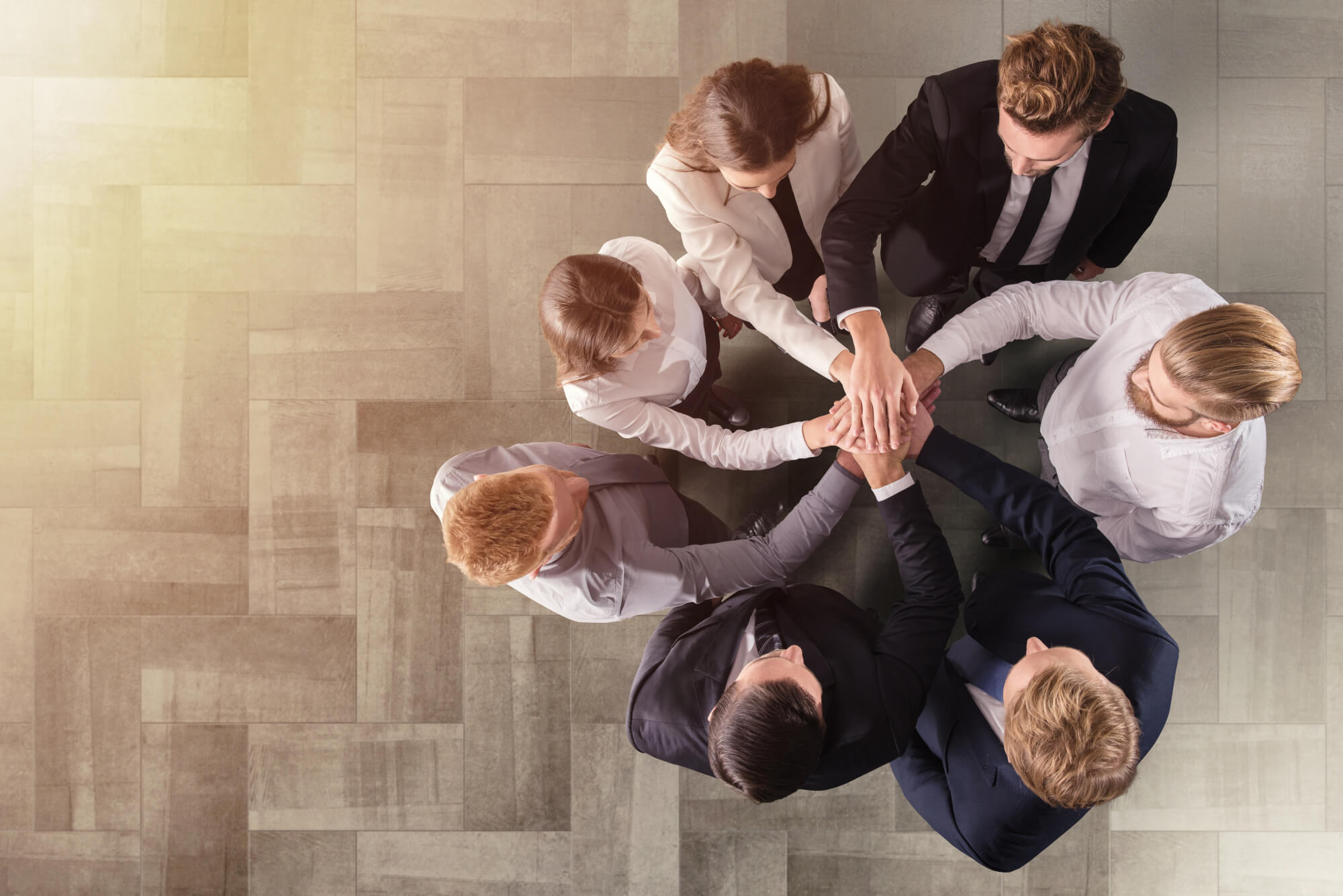 Business Team with Hands in a Circle